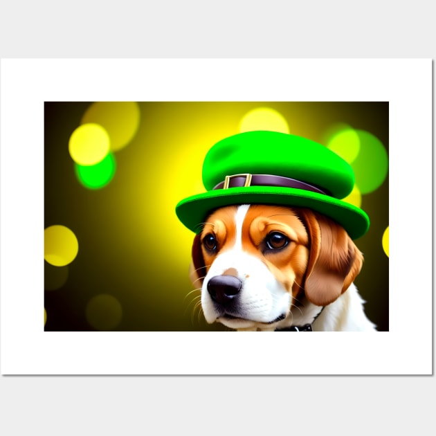 St. Patrick’s Day Leprechaun Hat Beagle Wall Art by Ravadineum